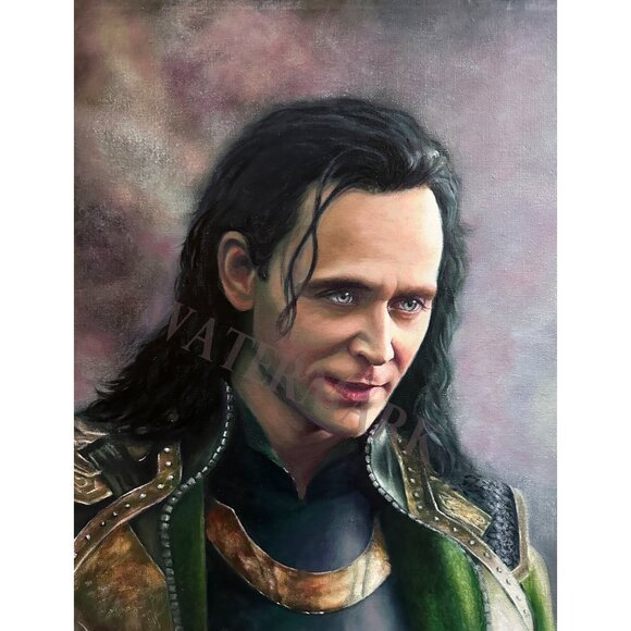Tom Hiddleston Loki, Oil on Canvas, 16" x 20" - Picture 2 of 3